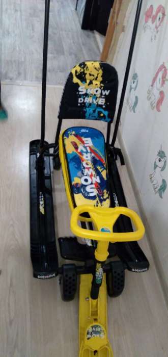 Фотография покупателя товара Снегокат с колёсами «Тимка спорт 6 Ми-ми-мишки», с родительской ручкой, со спинкой и ремнём безопасности, цвет бирюзовый - Фото 10