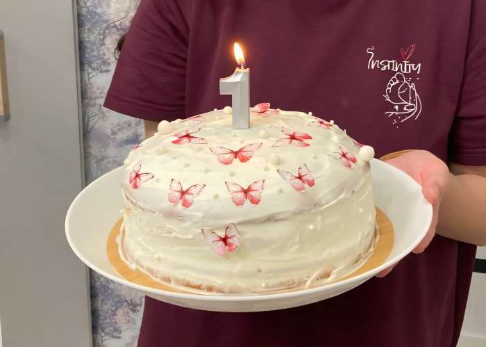 Фотография покупателя товара Свеча для торта, цифра 0 + воздушные шары, 5 шт., серебро - Фото 3