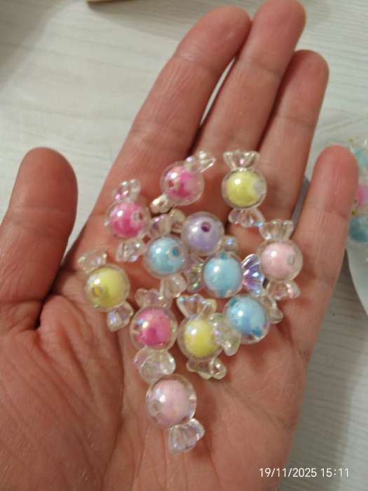 Фотография покупателя товара Бусины для творчества пластик «Конфетка перламутр» набор 15 г 2.2×1.2 см, МИКС - Фото 1