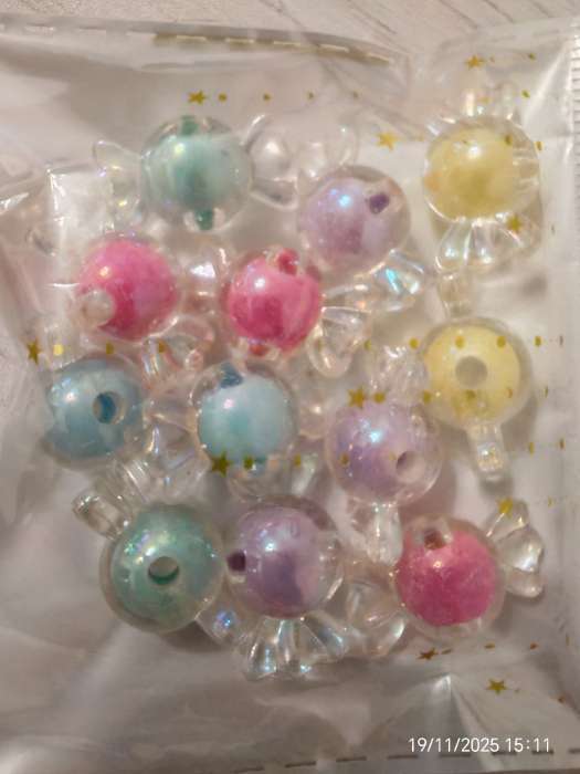 Фотография покупателя товара Бусины для творчества пластик «Конфетка перламутр» набор 15 г 2.2×1.2 см, МИКС - Фото 2