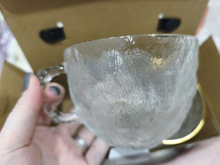 Фотография покупателя товара Набор кружек «Льдинка», 420 мл, 10.5×13.5×7.8 см, с золотой отводкой, 2 шт., стекло, прозрачный - Фото 2