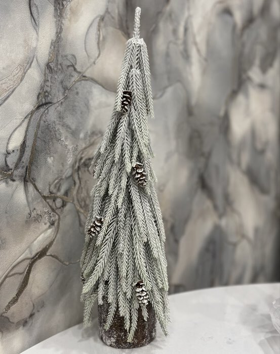 Фотография покупателя товара Искусственная ёлка заснеженная настольная «Зимнее волшебство. Длинные ветки» горшочке, 38 см, с шишками, ветки литые отгибаются - Фото 1