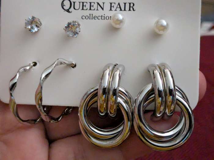 Фотография покупателя товара Серьги QF «Кольца и плетение», набор 4 пары, цвет серебро - Фото 1