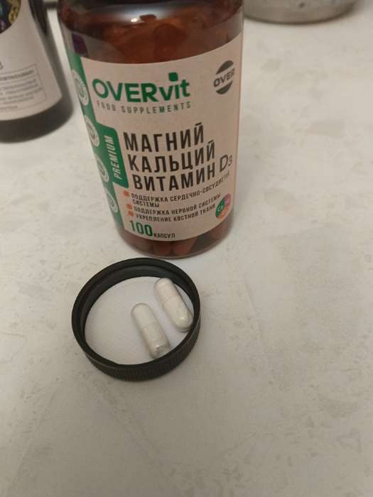 Фотография покупателя товара Магний+Кальций + Витамин Д3 OVERvit, 100 капсул - Фото 1