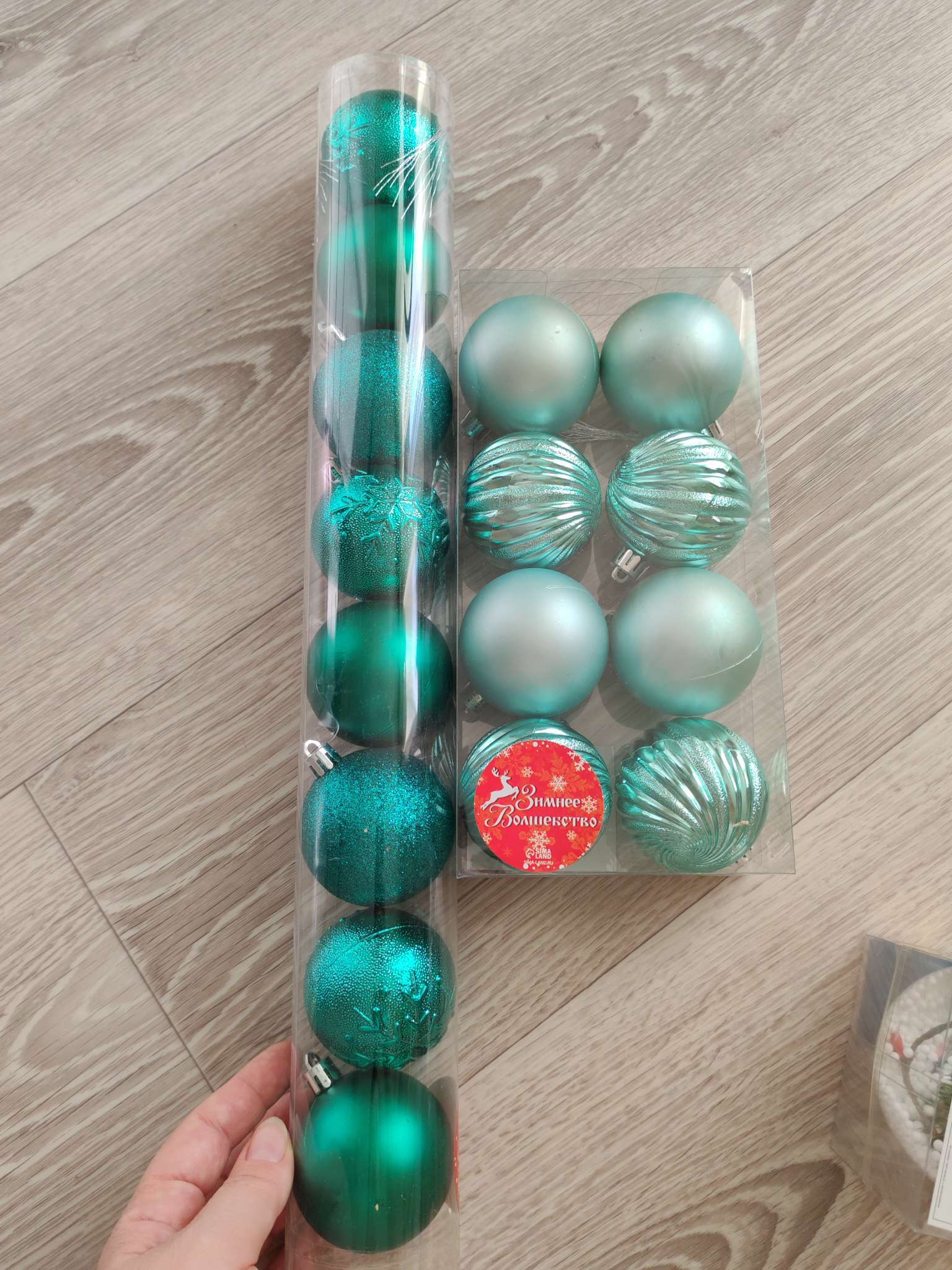 Фотография покупателя товара Ёлочные игрушки «Изумруд ассорти», шары новогодние, d=6 см, набор 8 шт., зелёный - Фото 1