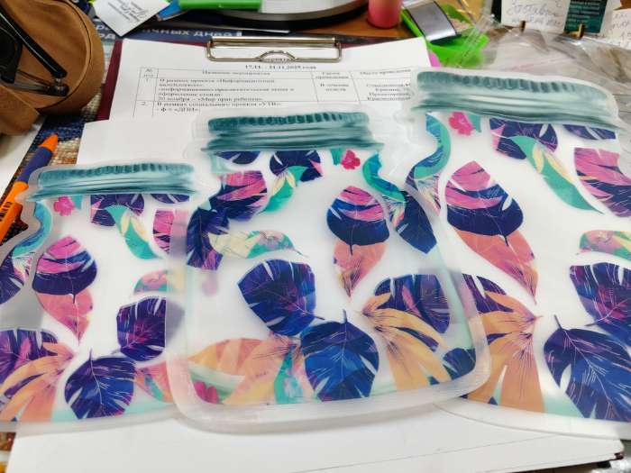 Фотография покупателя товара Набор пакетов для хранения сыпучих Доляна «Перья», застёжка zip-lock, 3 шт., 15×10 см, 20×13 см, 24.5×16.5 - Фото 1