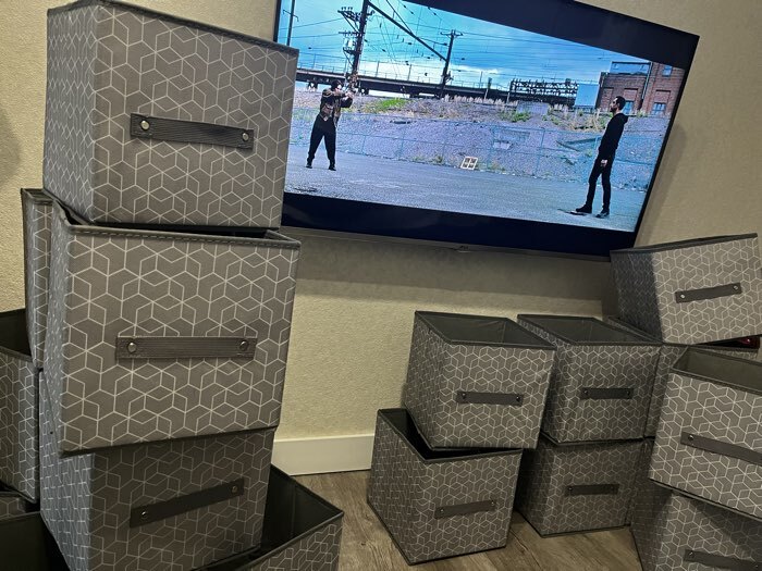 Фотография покупателя товара Короб стеллажный для хранения Доляна «Фора», 25×25×25 см, серый - Фото 1