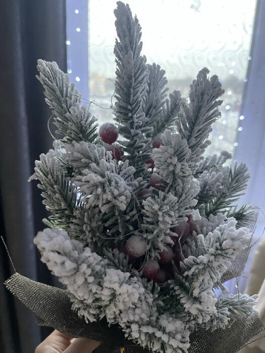 Фотография покупателя товара Фигура светодиодная «Зимняя пихта» 33×25×25 см, 20 LED, батарейки AG13×3 (в комплекте), свечение тёплое белое - Фото 4