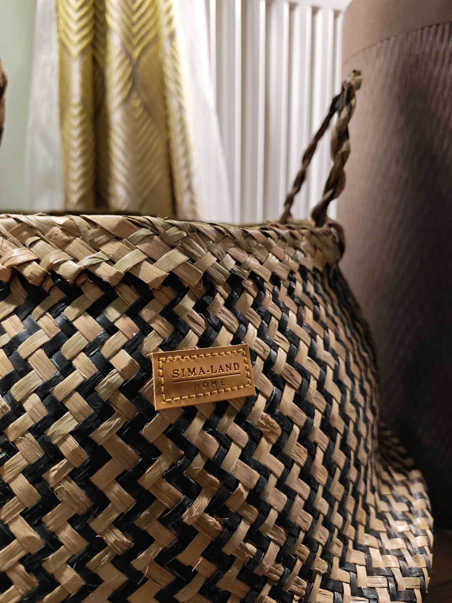 Фотография покупателя товара Корзина для белья плетеная круглая SL Home «Сорренто», камыш, 35×45 см - Фото 2