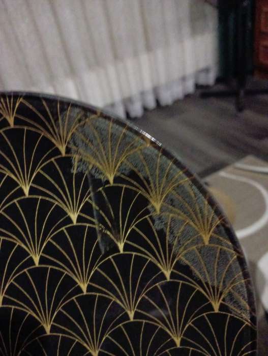 Фотография покупателя товара Тарелка Доляна «Золотое перо», d=18 см, стекло, чёрная - Фото 2