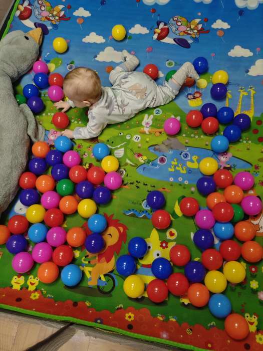 Фотография покупателя товара Шарики для сухого бассейна с рисунком, диаметр шара 7.5 см, набор 500 штук, цвет разноцветный - Фото 5