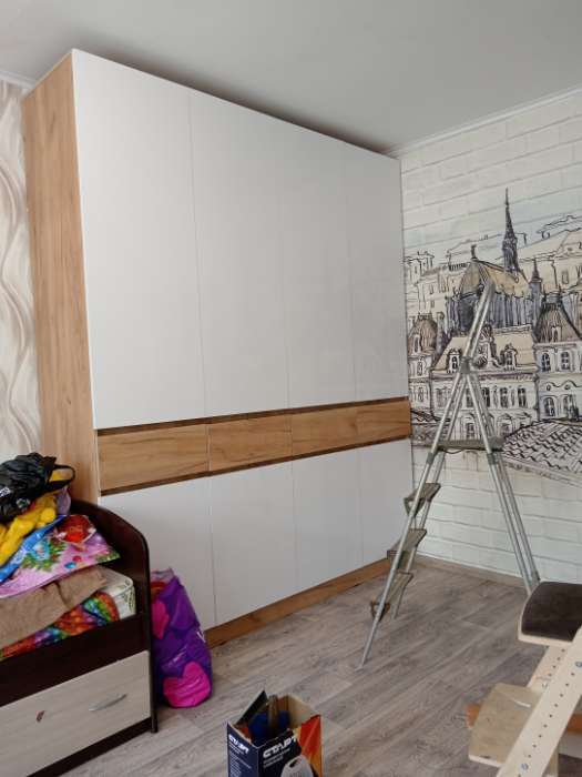 Фотография покупателя товара Шкаф прямой четырёхстворчатый «Роджина», 1998×520×2400 мм, цвет дуб крафт/белый глянец - Фото 1