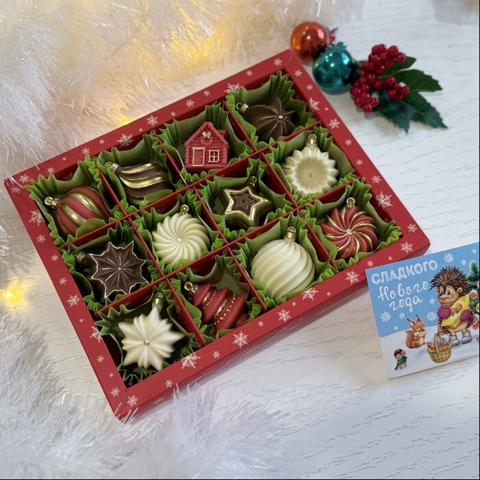 Фотография покупателя товара Коробка под 12 конфет с ячейками «Новогодние сюжеты», 14.5×18.5×3 см - Фото 1