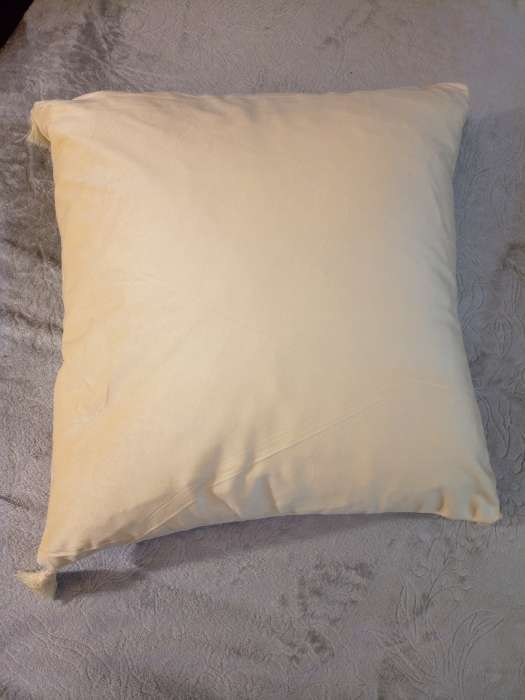 Фотография покупателя товара Наволочка декоративная с кисточками Этель, 45×45 см, велюр, молочная - Фото 2