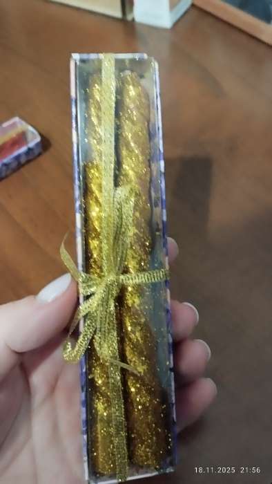 Фотография покупателя товара Набор свечей витых, 1.5×15 см, 2 шт., блестки, сиреневый - Фото 4