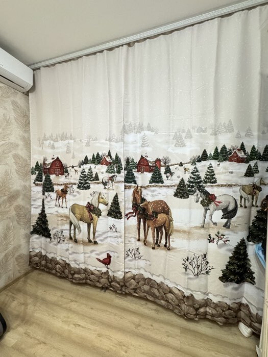 Фотография покупателя товара Шторы «Этель. Зимний лес», 145×260 см, 2 шт., 140 г/м² - Фото 3