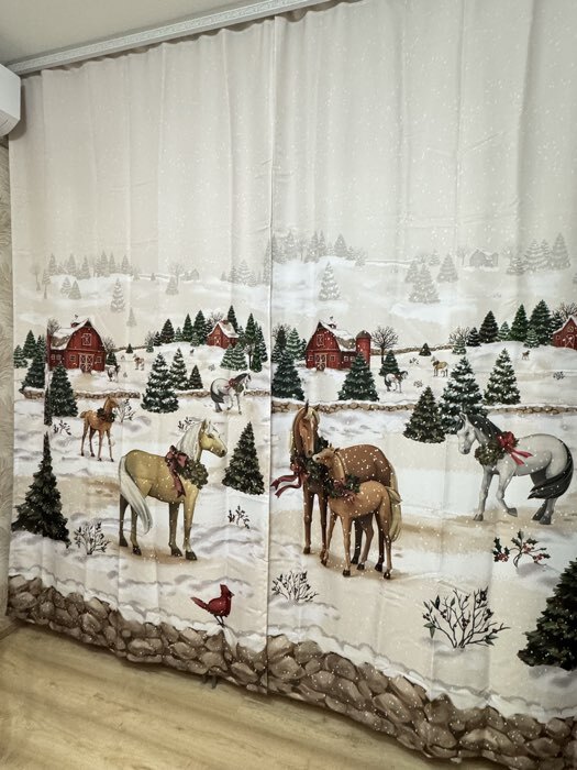 Фотография покупателя товара Шторы «Этель. Зимний лес», 145×260 см, 2 шт., 140 г/м² - Фото 1