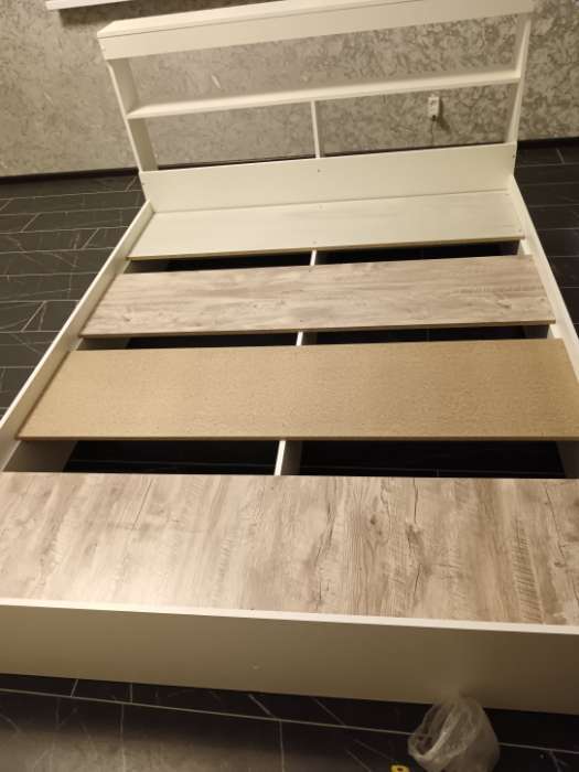 Фотография покупателя товара Кровать двуспальная «Бася», 2 тумбы, 2335×2229×1016 мм, цвет белый - Фото 2