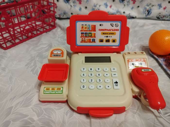 Фотография покупателя товара Касса калькулятор, детский игровой набор, свет и звук, 13 предметов - Фото 1