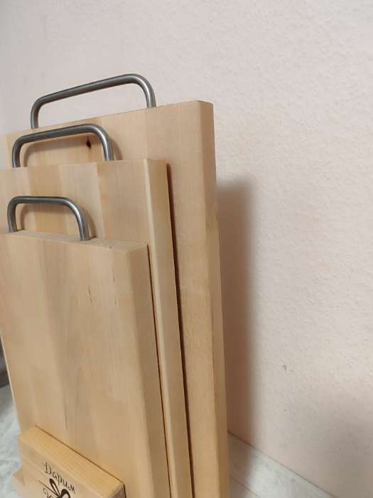 Фотография покупателя товара УЦЕНКА Набор досок разделочных «Прямоугольник» 3 шт. метал.ручка 34×22×1.8;31×20×1.8;26×18×1.8 см 73 - Фото 2