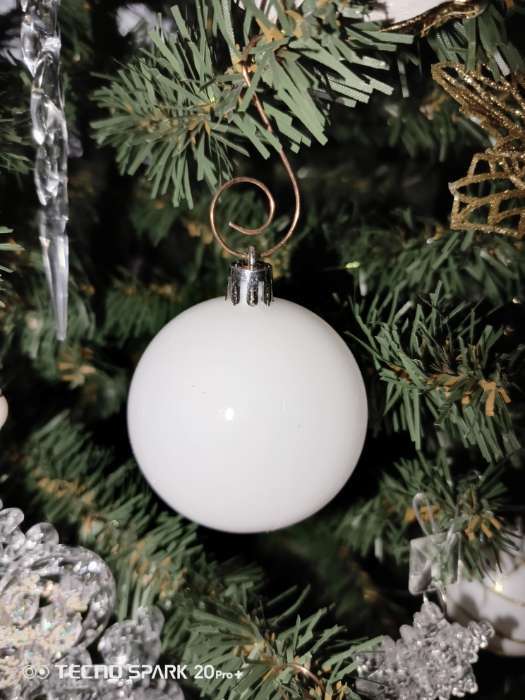 Фотография покупателя товара Ёлочные игрушки «Галактика», шары новогодние, d=6 см, набор 9 шт., белый - Фото 1