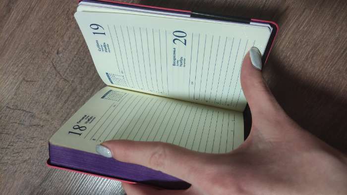 Фотография покупателя товара Ежедневник 2022 г, A6, 168 листов в линейку, кожзам фуксия "Fuze", фиолетовый срез, 2 ляссе, перфорированные уголки - Фото 1