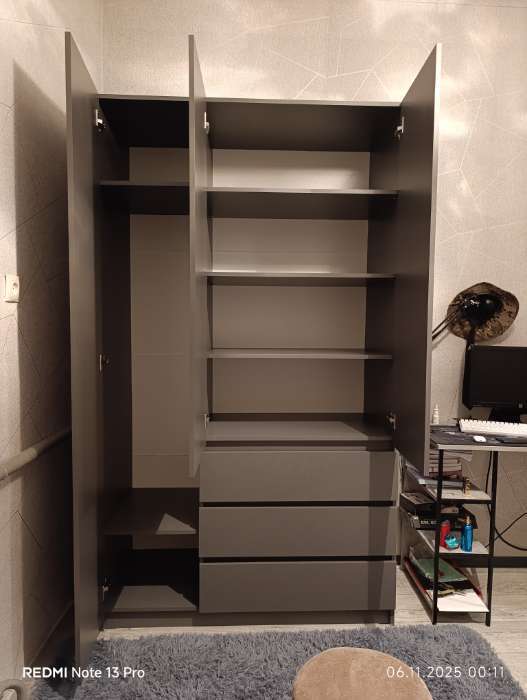 Фотография покупателя товара Шкаф – пенал «Мадера», 400×520×2100 мм, цвет графит - Фото 4