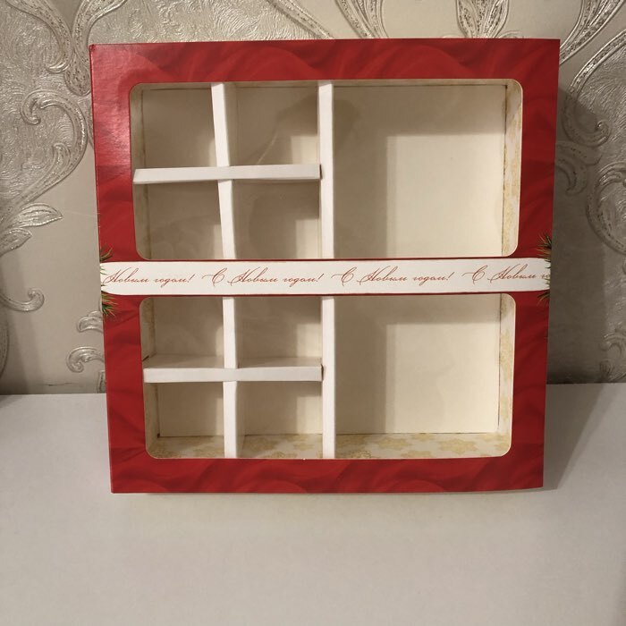 Фотография покупателя товара Коробка под 8 конфет и шоколад, с окном «Новогодние подарки», 17.7×17.8×3.8 см - Фото 1