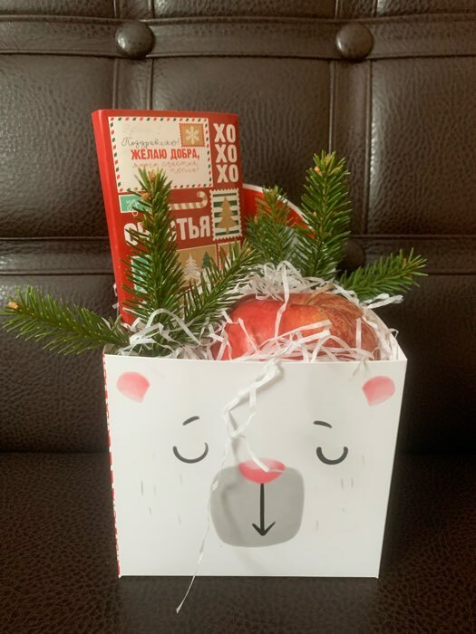 Фотография покупателя товара Коробка для мини-букетов «С новым годом», мишка, 12 х 17 х 10 см - Фото 2