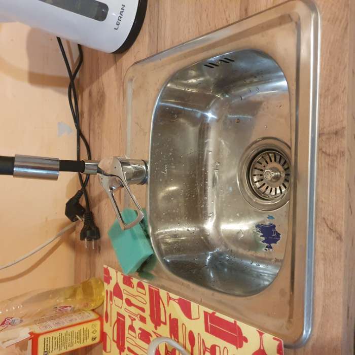 Фотография покупателя товара Мойка кухонная MIXLINE 531266, врезная, толщина 0.6 мм, 38×38×15 см, вып. 3 1/2", с сифоном - Фото 2