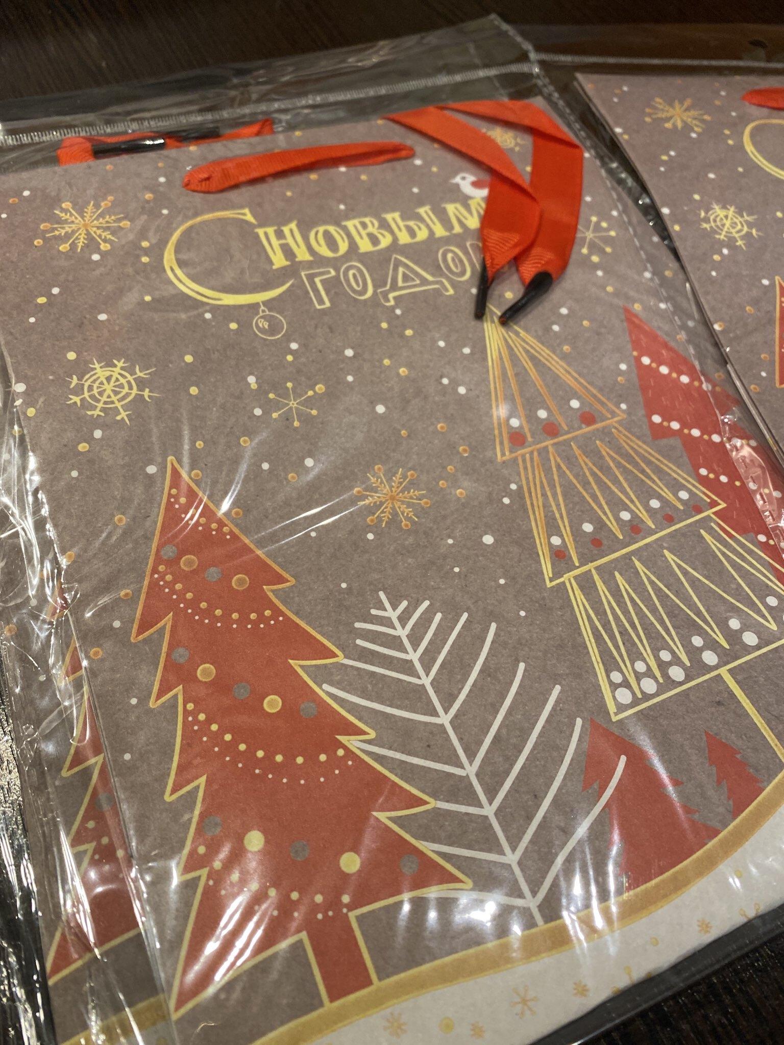 Фотография покупателя товара Пакет подарочный новогодний крафтовый «Новогодние ёлки», 18×23×10 см - Фото 2