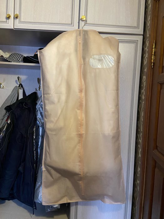 Фотография покупателя товара Чехол для одежды с окном, 60×100 см, спанбонд, цвет бежевый - Фото 1
