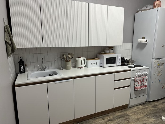 Фотография покупателя товара Кухонный гарнитур прямой «Ника», с столешницей, 2000 мм, цвет коричневый софт МДФ/бежевый софт МДФ - Фото 1