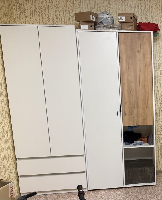 Фотография покупателя товара Шкаф двухстворчатый «Денвер», 2 ящика, 801×462×2052 мм, цвет белый - Фото 1