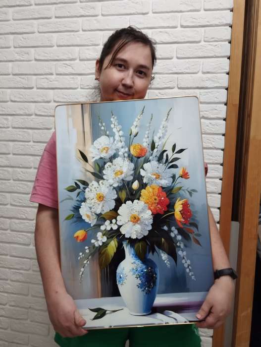 Фотография покупателя товара Картина акрил «Цветочная композиция», 60×39.5 см - Фото 1