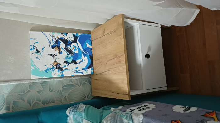 Фотография покупателя товара Тумба прикроватная «Теодора», 480×421×500 мм, цвет белый, крафт золотой - Фото 3