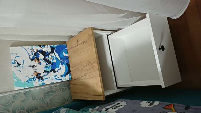 Фотография покупателя товара Тумба прикроватная «Теодора», 480×421×500 мм, цвет белый, крафт золотой - Фото 4