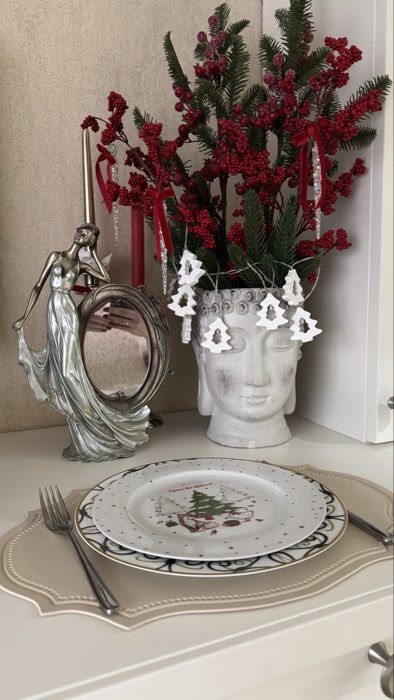 Фотография покупателя товара Тарелка новогодняя плоская «Новогодние истории», d=22 см - Фото 1