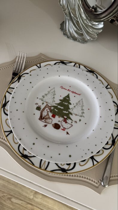 Фотография покупателя товара Тарелка новогодняя плоская «Новогодние истории», d=22 см - Фото 2