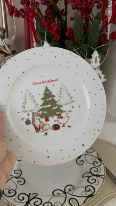 Фотография покупателя товара Тарелка новогодняя плоская «Новогодние истории», d=22 см - Фото 3