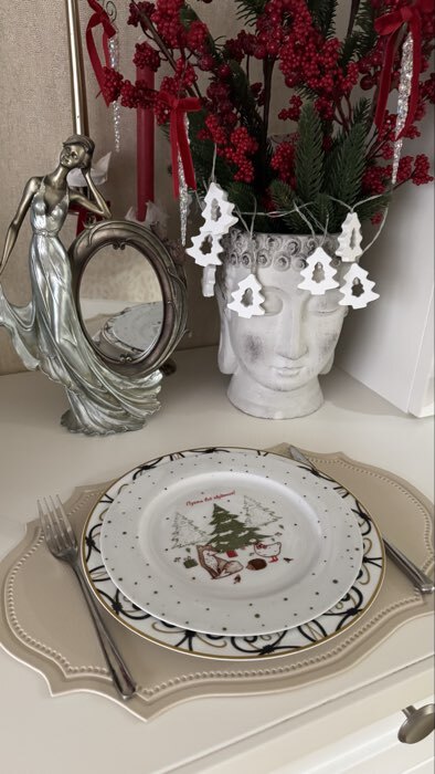 Фотография покупателя товара Тарелка новогодняя плоская «Новогодние истории», d=22 см - Фото 4