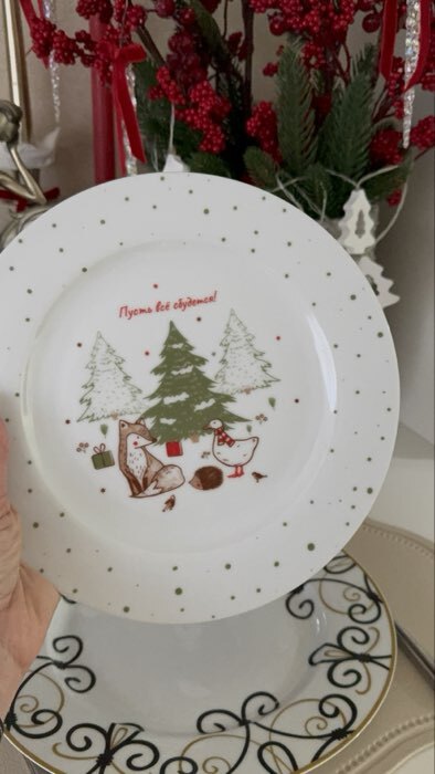 Фотография покупателя товара Тарелка новогодняя плоская «Новогодние истории», d=22 см - Фото 5