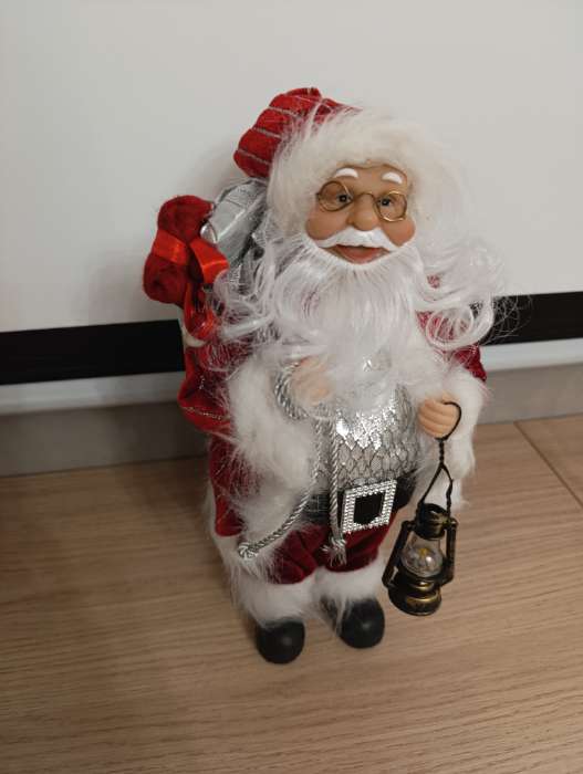 Фотография покупателя товара Дед Мороз под ёлку «Зимнее волшебство. Новогодняя игрушка в полосатой шубе, с подарками», 30 см - Фото 2