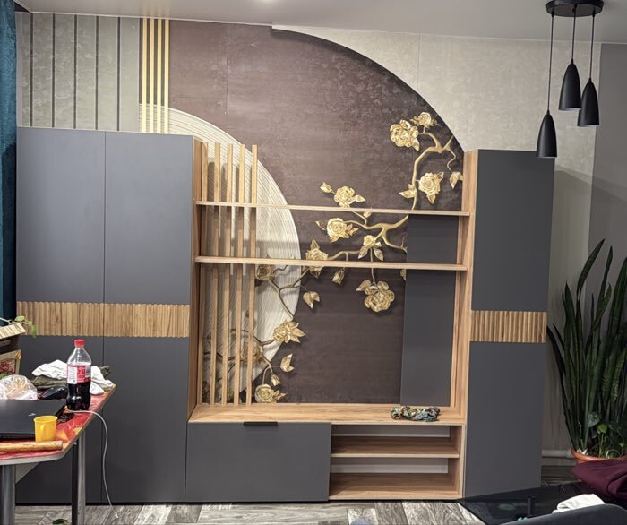 Фотография покупателя товара Гостиная «Роджина», 2600×350×1826 мм, цвет графит/дуб крафт - Фото 1