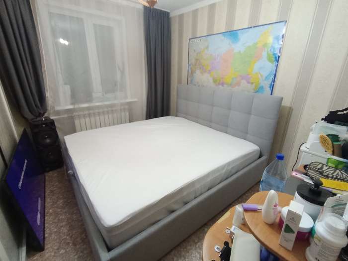 Фотография покупателя товара Кровать двуспальная «Фрейм КЛЕТКА», спальное место 1400×2000 мм, ткань вивальди 34, цвет графит - Фото 2