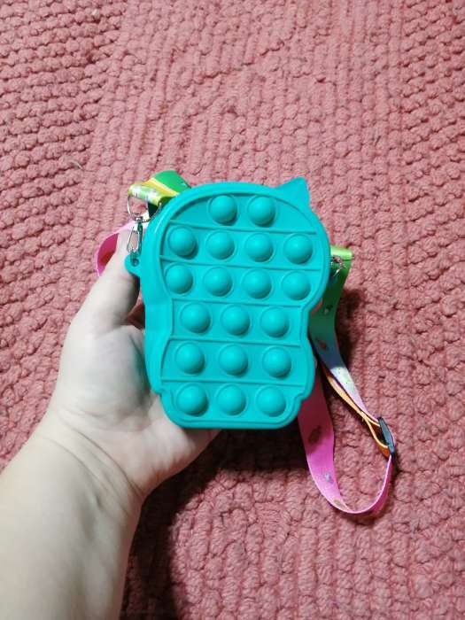 Фотография покупателя товара Сумка детская «Котейка», для девочки, поп ит, на молнии, морская волна - Фото 4