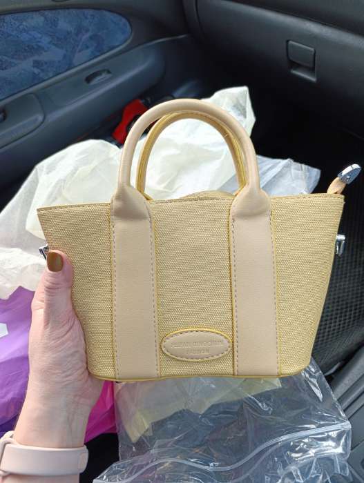 Фотография покупателя товара Сумка женская тоут на молнии, 25×7×14 см, однотонная, голубая - Фото 1