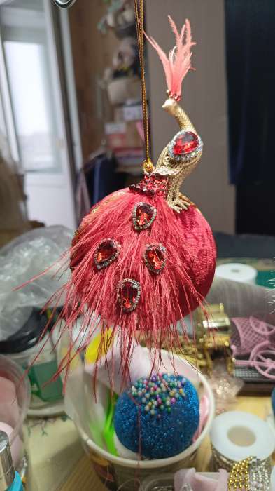 Фотография покупателя товара Ёлочные игрушки 2 шт. «Зимнее волшебство. Павлин» пластик, 5.5×16 см, белый - Фото 1