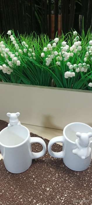 Фотография покупателя товара Кружки Доляна «Мишка Отто», 290 мл, 11.5×8×13.5 см, набор 2 шт., доломит, белые - Фото 1