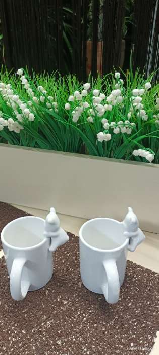 Фотография покупателя товара Кружки Доляна «Мишка Отто», 290 мл, 11.5×8×13.5 см, набор 2 шт., доломит, белые - Фото 4